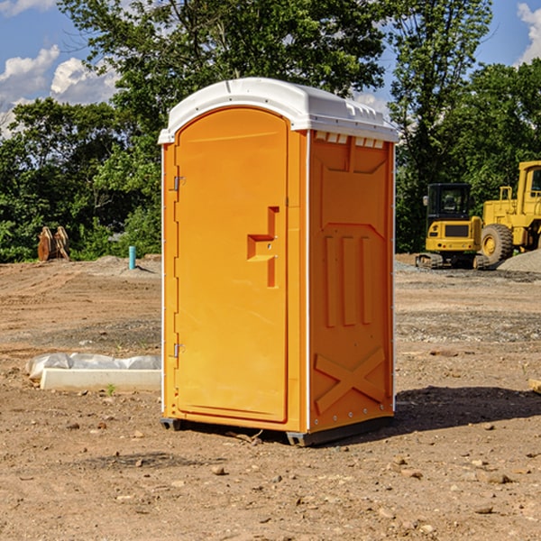 how often are the porta potties cleaned and serviced during a rental period in Hubbard